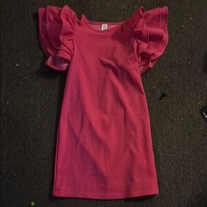 Pink Dress with Ruffled Sleeves